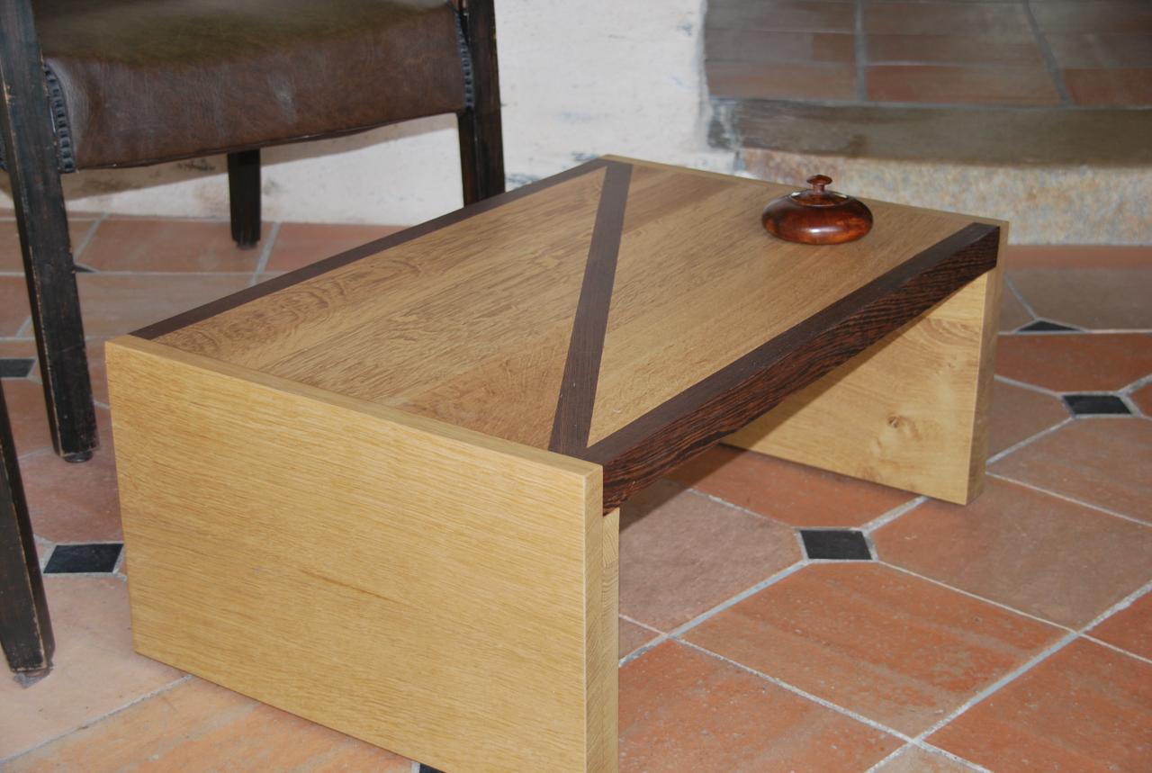 Table basse chêne et wengé